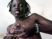 African Casting - Big Black Lactating Tits Milking Big White Dick