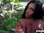 Huge natural tits black MILF Brookliyn in hot posing session for Playboy